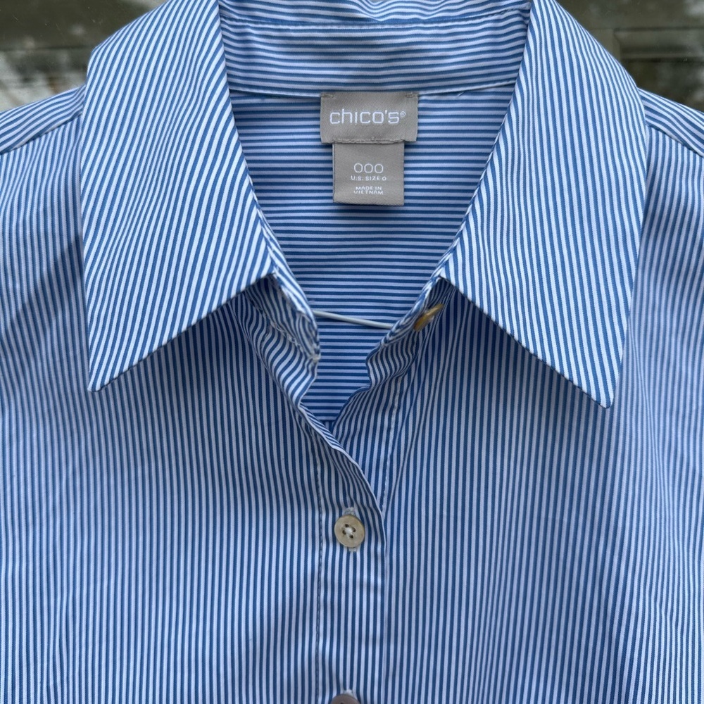Chico’s Striped Tie Waist Shirt Dress - Picture 6 of 12